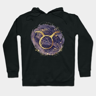 Taurus gold symbol with constellation on watercolor Hoodie